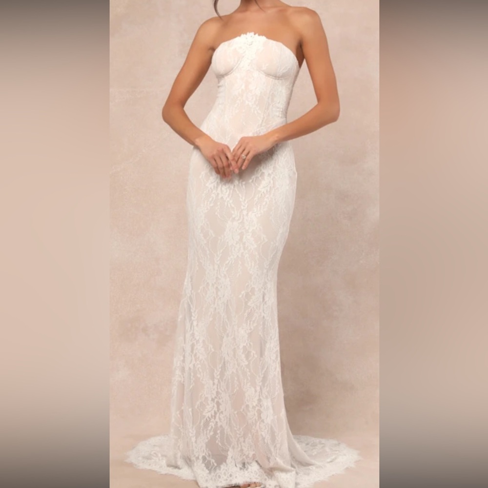 Elegant White Lace Gown Bridal